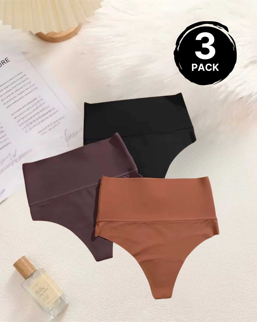 High Waisted Tummy Control Thong Panty black coffee caramel
