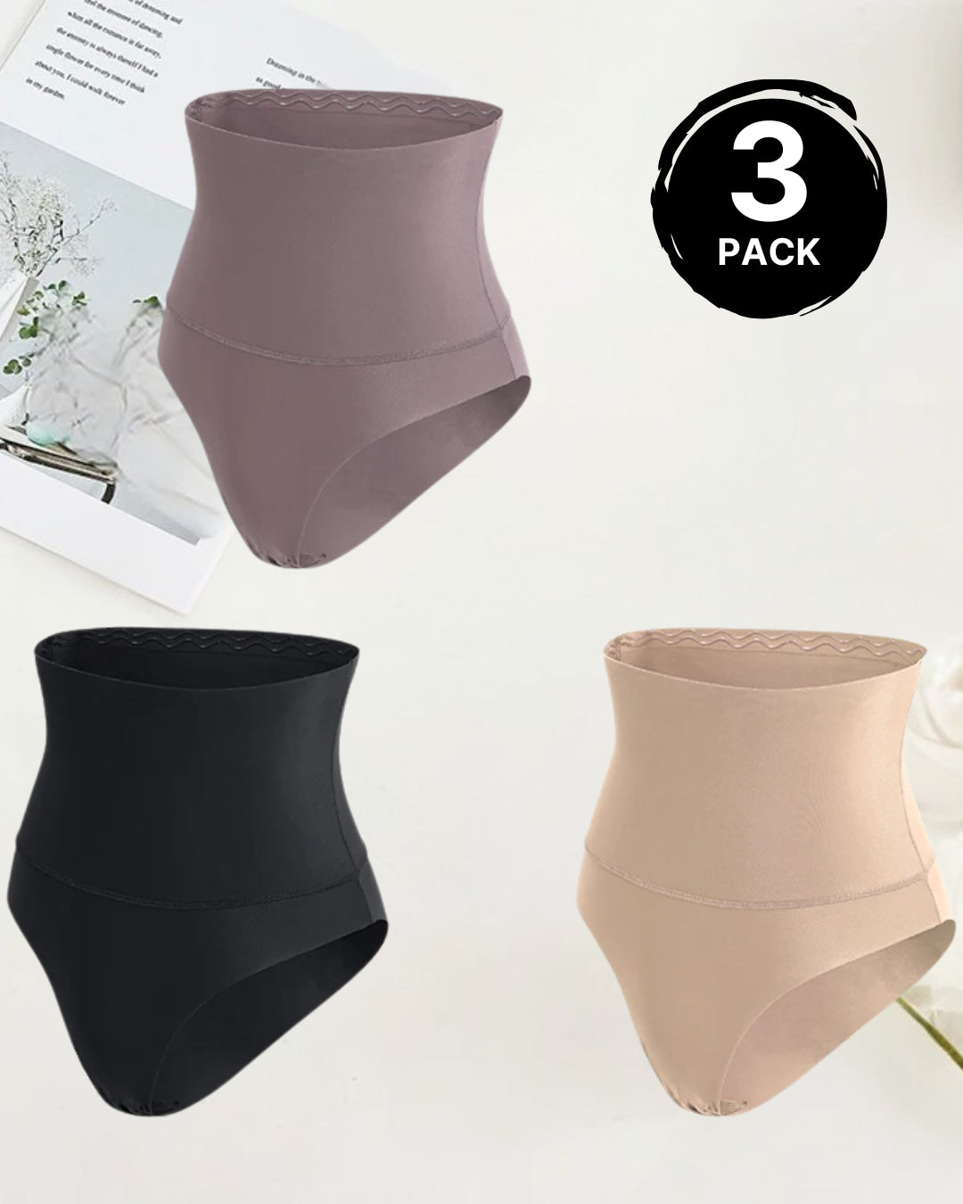 High Waisted Tummy Control Briefs Grey Tea Leaf Apricot