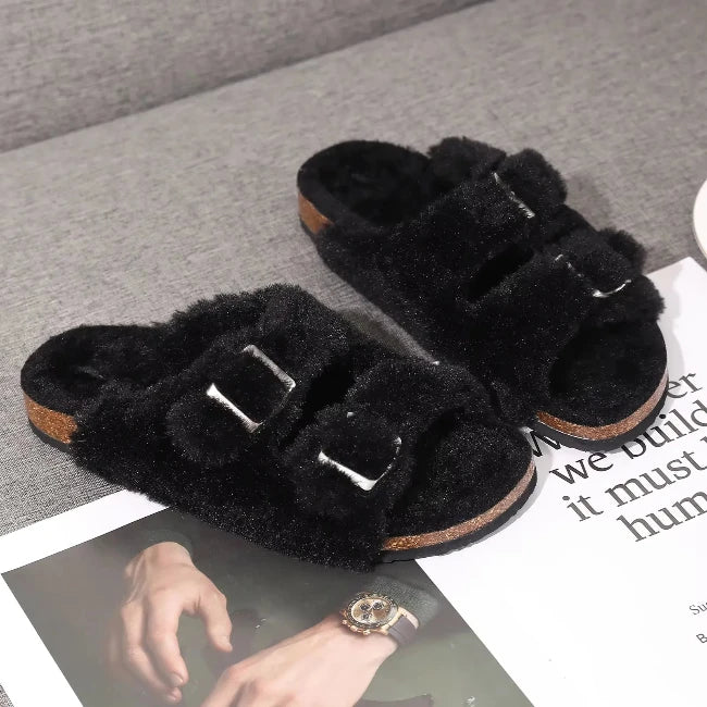 Women Plush Platform Furry Slippers