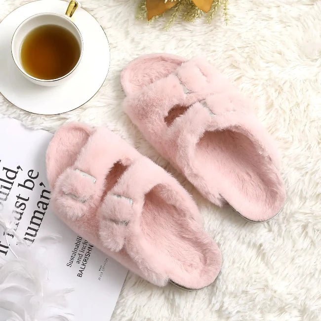 Women Plush Platform Furry Slippers