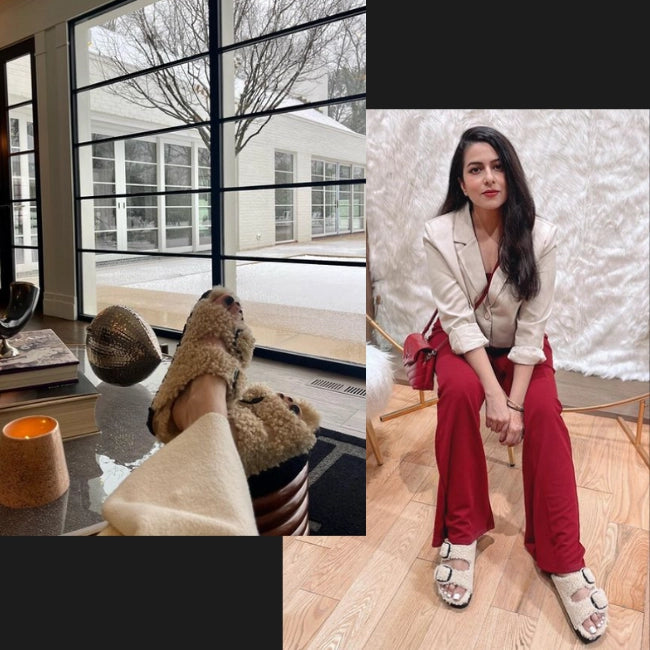 Women Plush Platform Furry Slippers