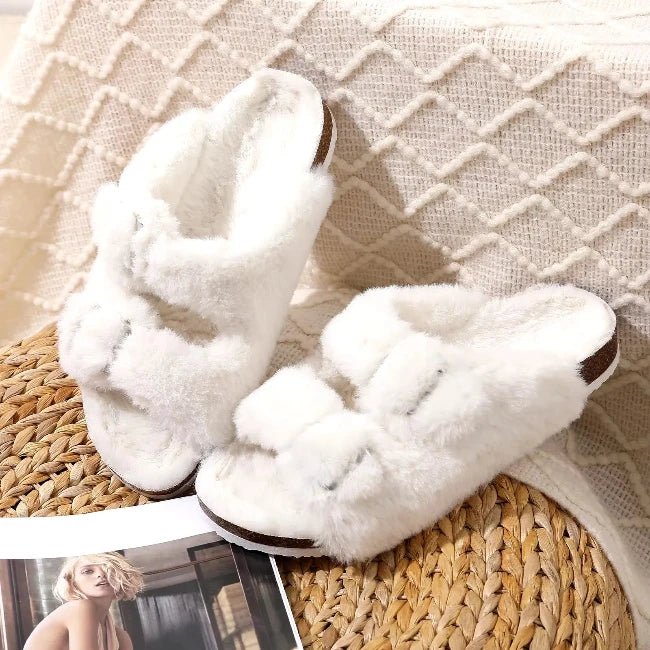 Women Plush Platform Furry Slippers