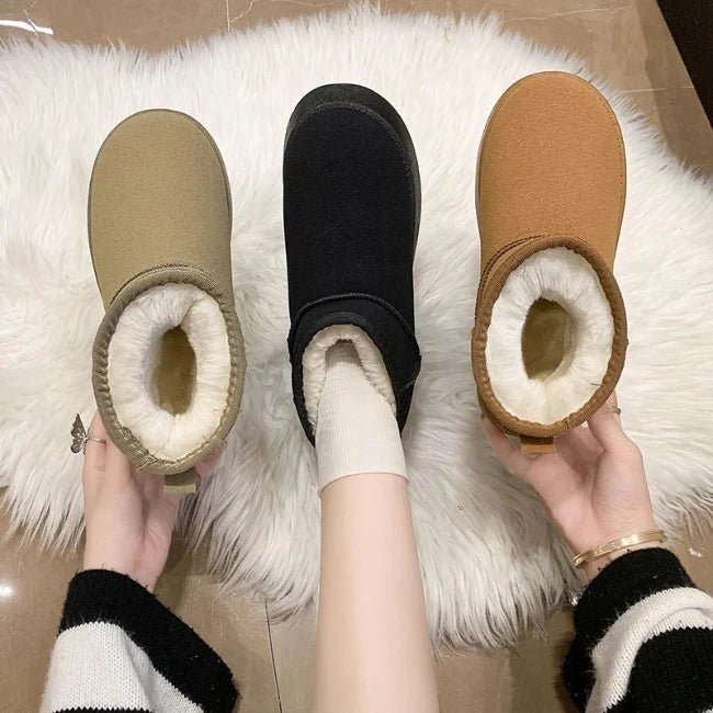 Women Plush Flatform with Plateau Fluffy Ankle Booties