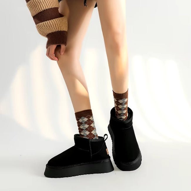 Women Plush Flatform with Plateau Fluffy Ankle Booties