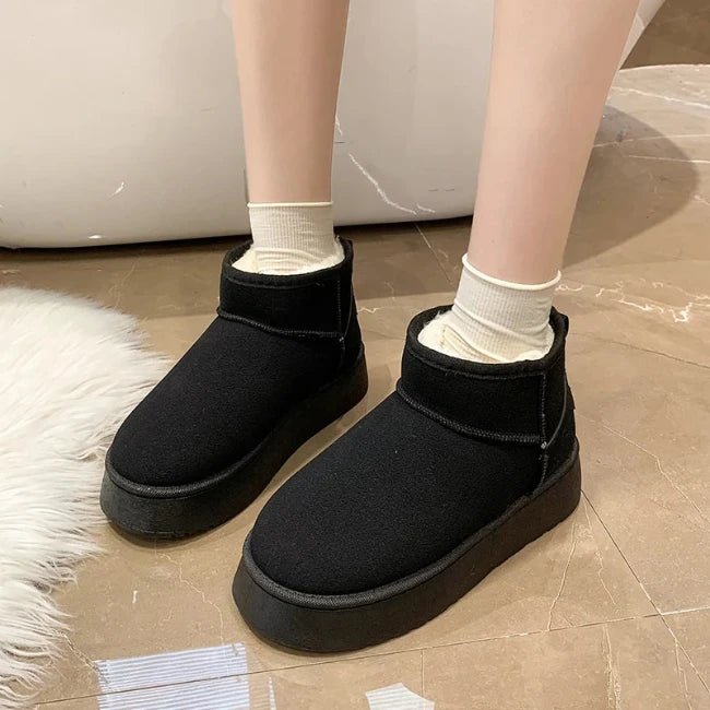 Women Plush Flatform with Plateau Fluffy Ankle Booties