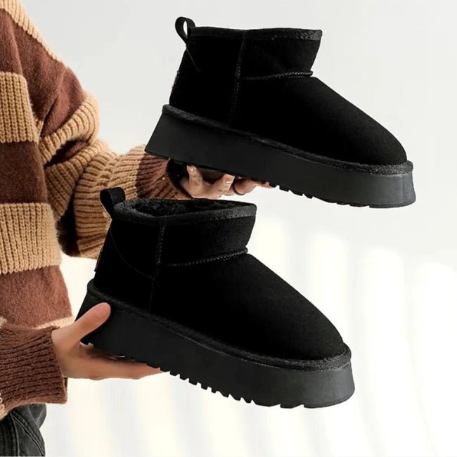 Women Plush Flatform with Plateau Fluffy Ankle Booties