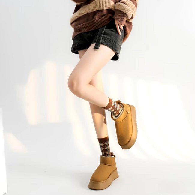 Women Plush Flatform with Plateau Fluffy Ankle Booties