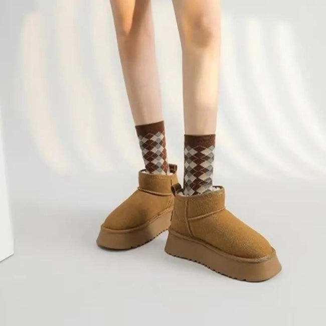 Women Plush Flatform with Plateau Fluffy Ankle Booties