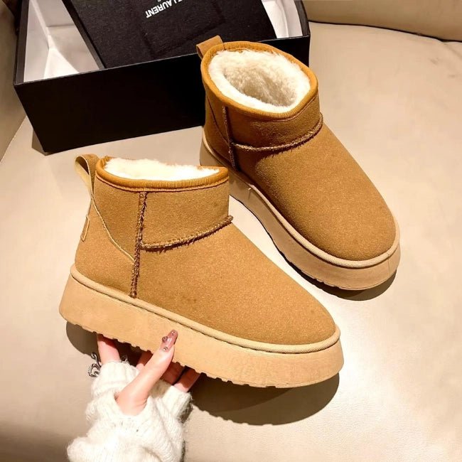 Women Plush Flatform with Plateau Fluffy Ankle Booties