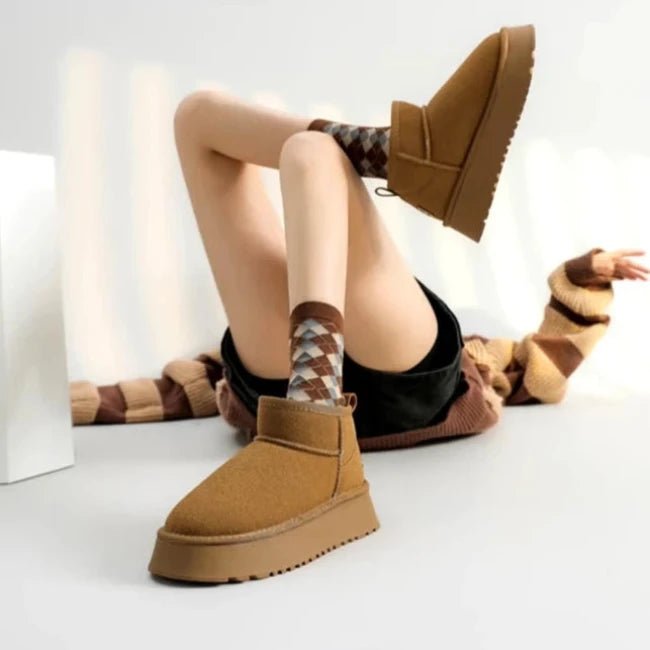 Women Plush Flatform with Plateau Fluffy Ankle Booties