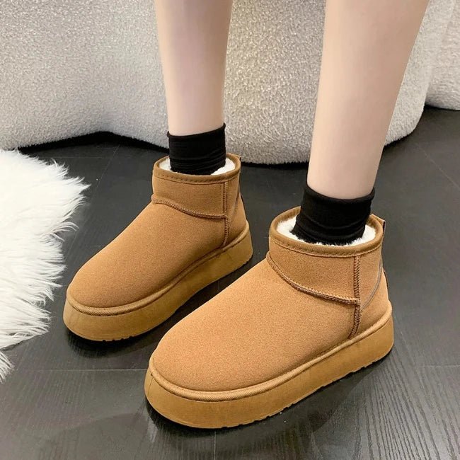 Women Plush Flatform with Plateau Fluffy Ankle Booties