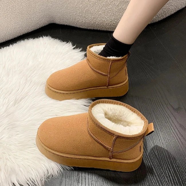 Women Plush Flatform with Plateau Fluffy Ankle Booties