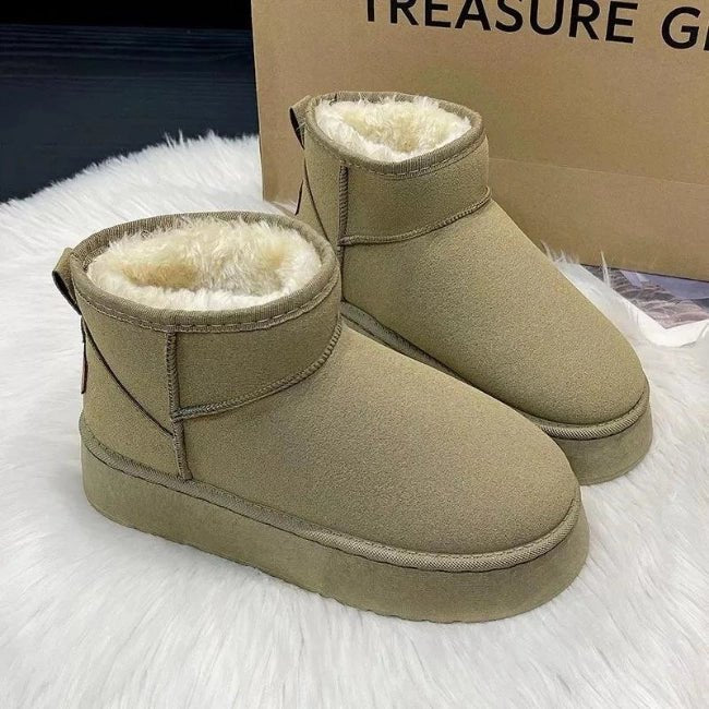Women Plush Flatform with Plateau Fluffy Ankle Booties