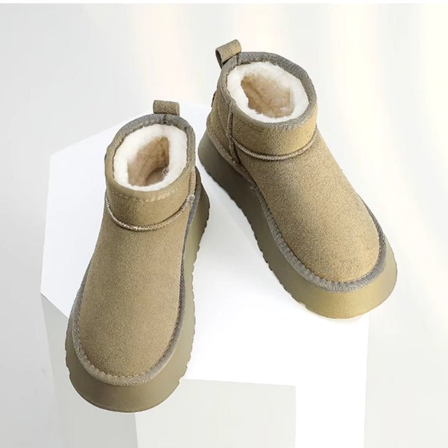 Women Plush Flatform with Plateau Fluffy Ankle Booties