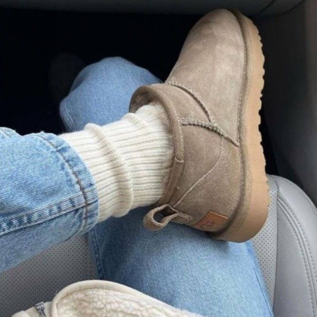 Women Plush Flatform with Plateau Fluffy Ankle Booties