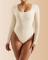 Long Sleeve Round Neck Ribbed Tummy Control Bodysuit