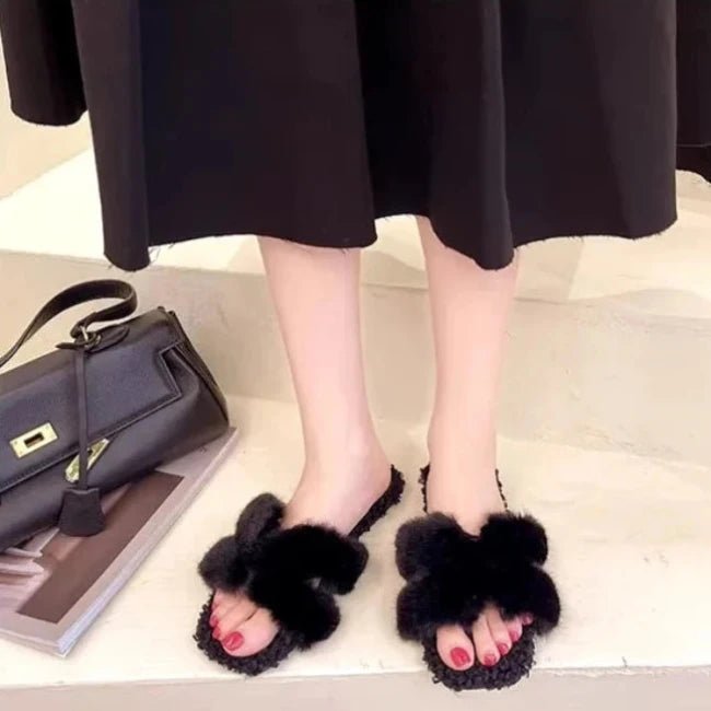 Women Plush Flatform Furry Slippers