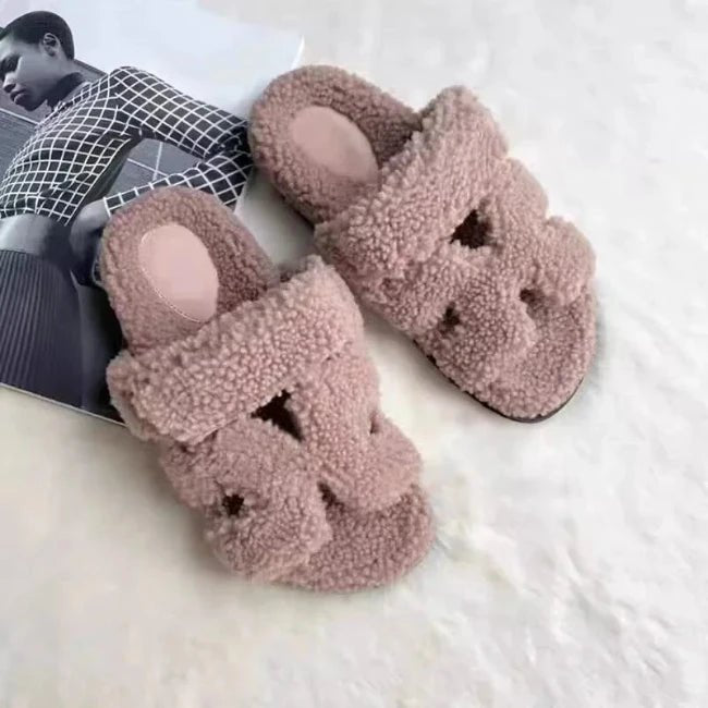 Women Fleence Fur Platform Furry Slippers