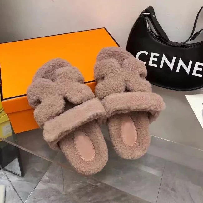 Women Fleence Fur Platform Furry Slippers