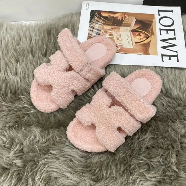 Women Fleence Fur Platform Furry Slippers