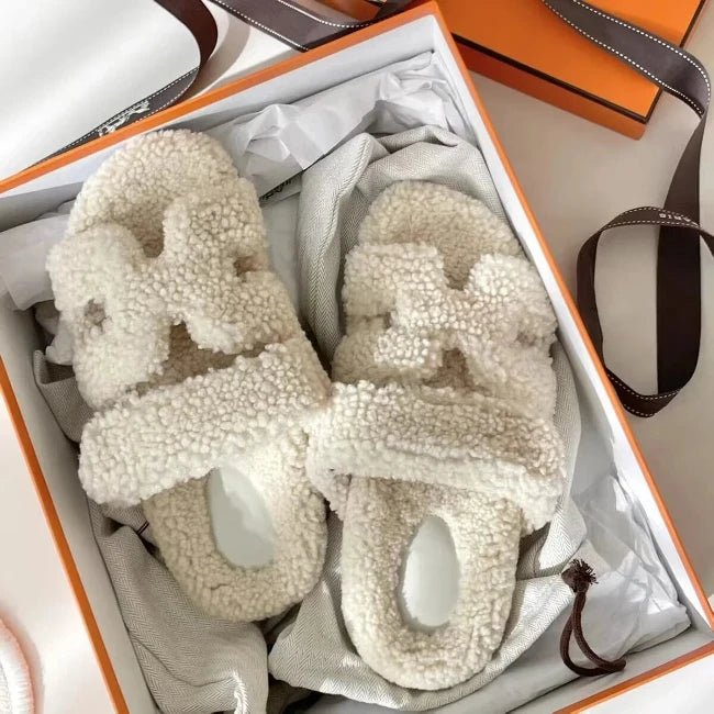 Women Fleence Fur Platform Furry Slippers