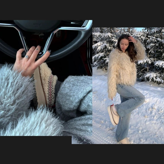 Women Cozy Plush Platform Furry Slippers