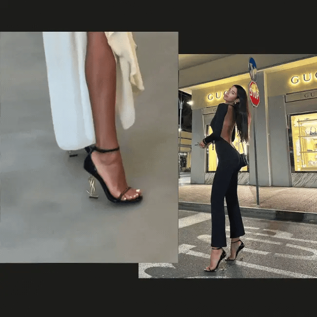 Women's Leather Chunky Heels Ankle Strap Sandals