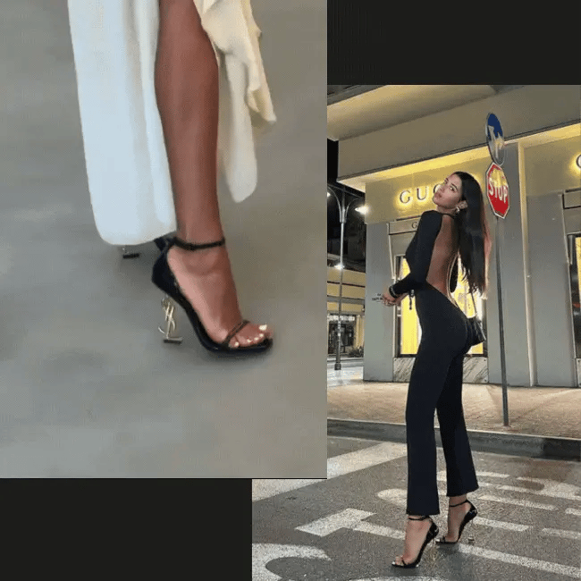 Women's Leather Chunky Heels Ankle Strap Sandals