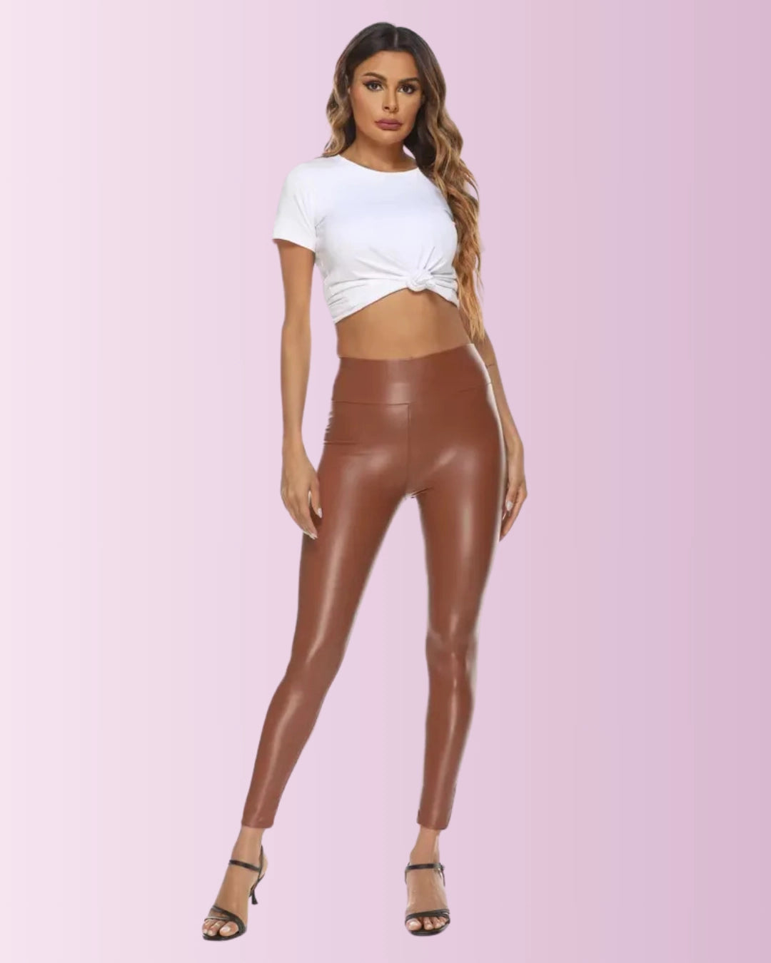 Sexy Stretchy Tummy Leather Leggings