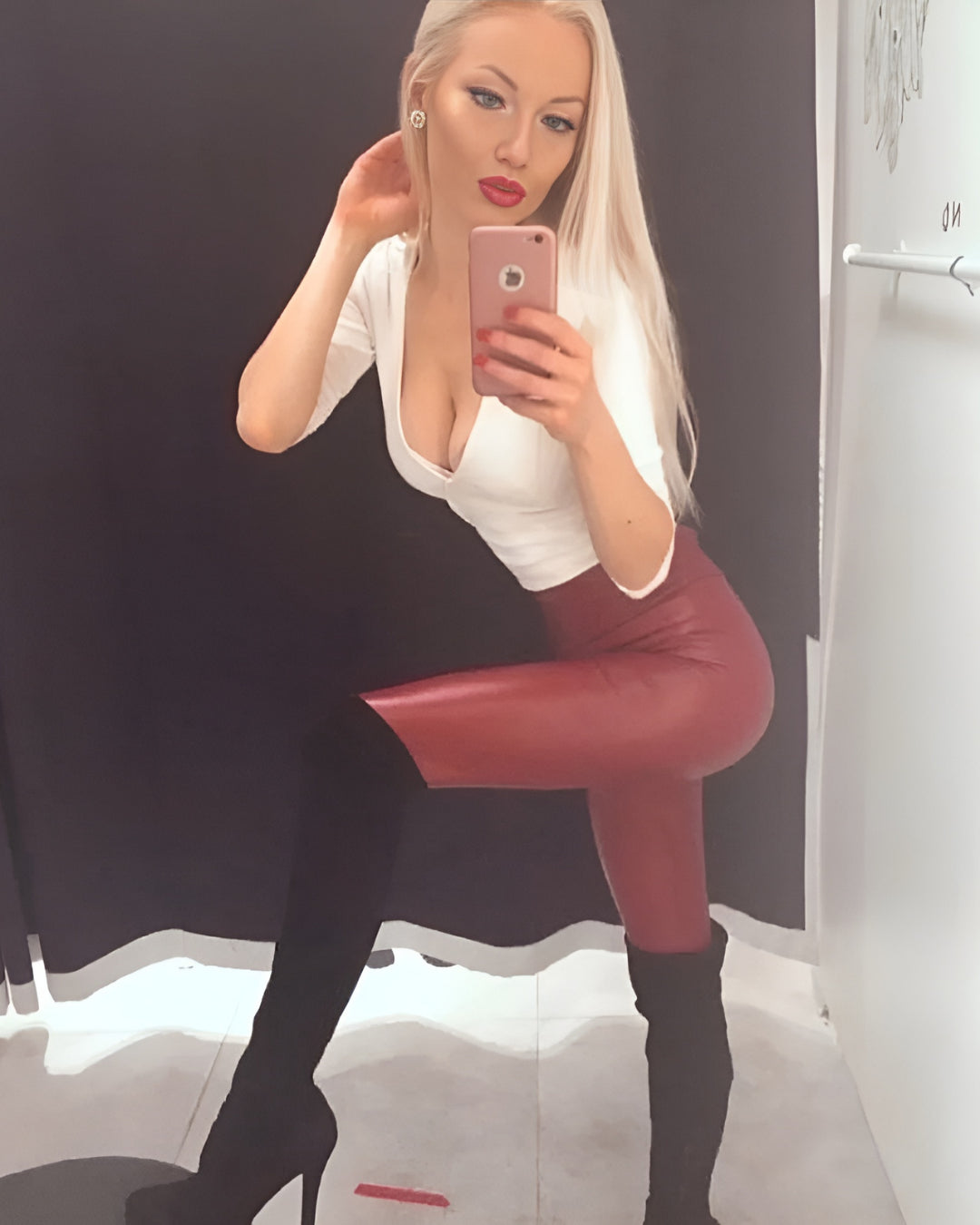 Sexy Stretchy Tummy Leather Leggings
