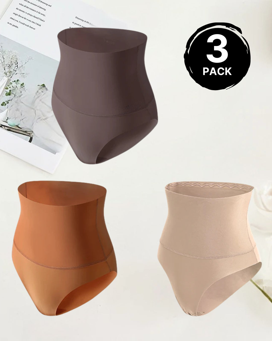 High Waisted Tummy Control Briefs Tea Leaf Caramel Apricot