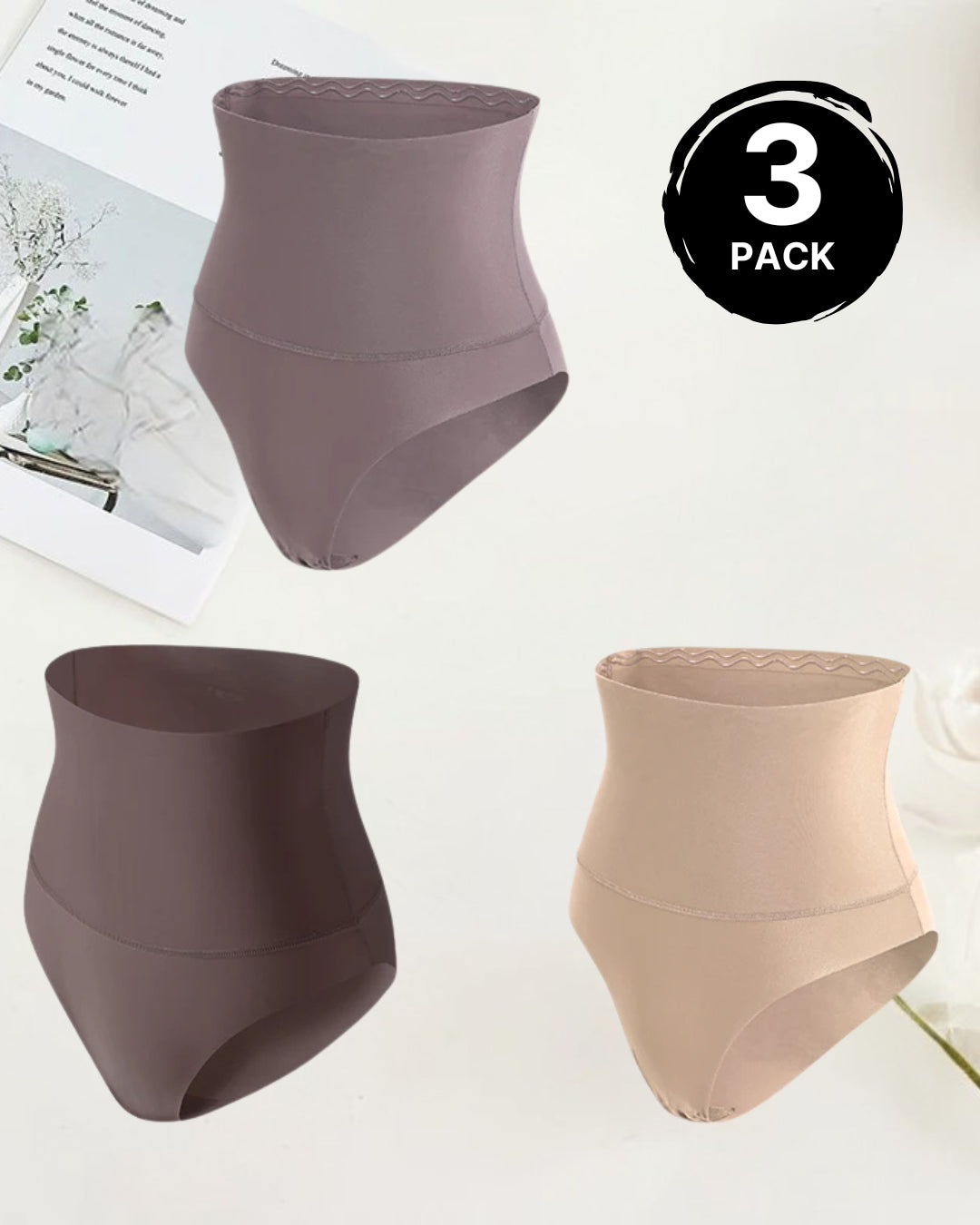 High Waisted Tummy Control Briefs Grey Tea Leaf Apricot