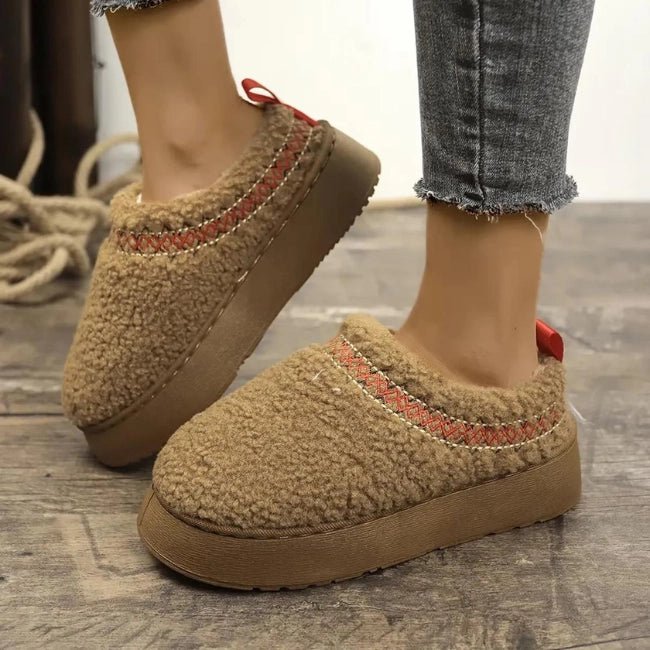 Women Cozy Cotton Platform Furry Slippers