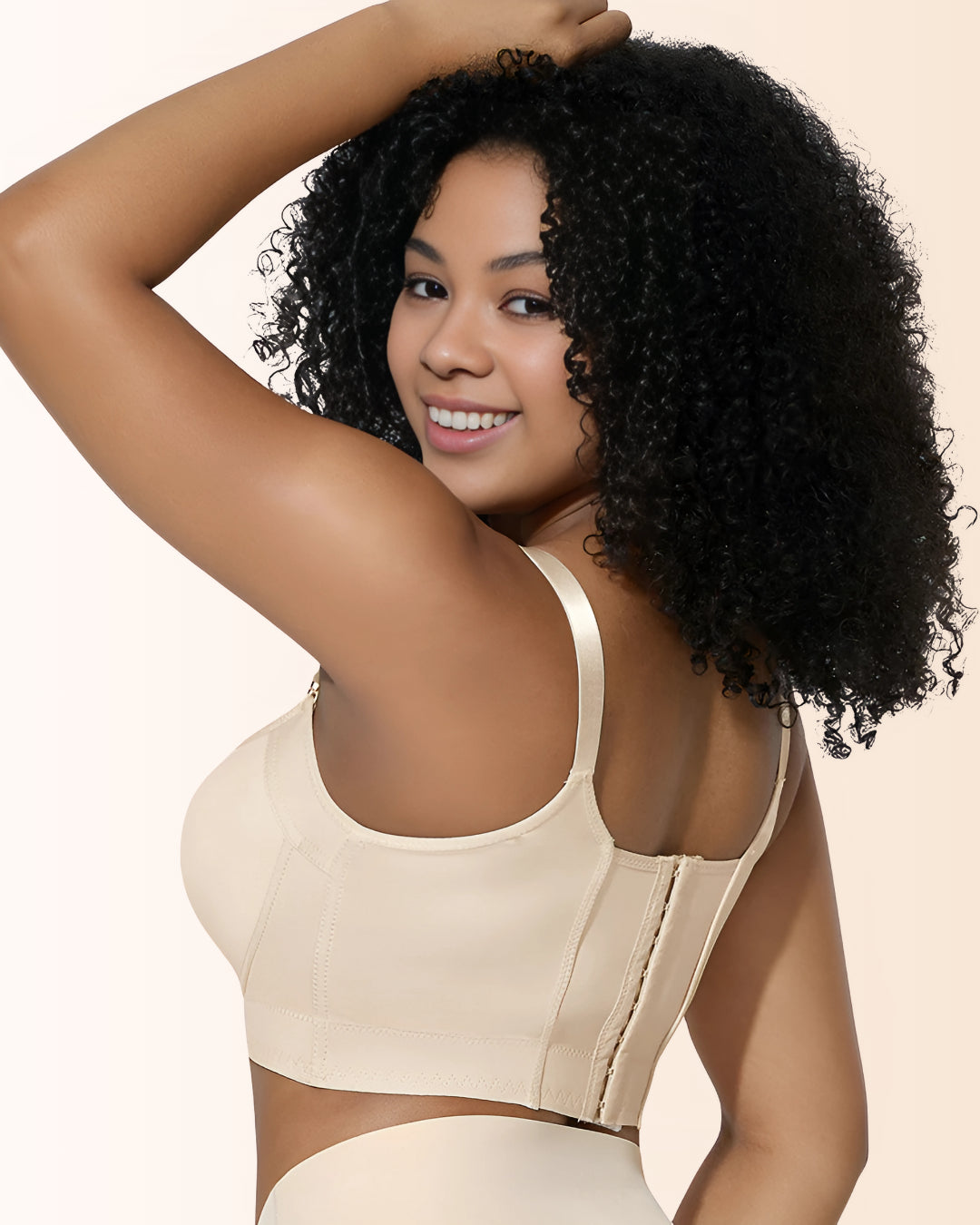 Longline Underwire Back Smoothing Push-Up Bra Beige