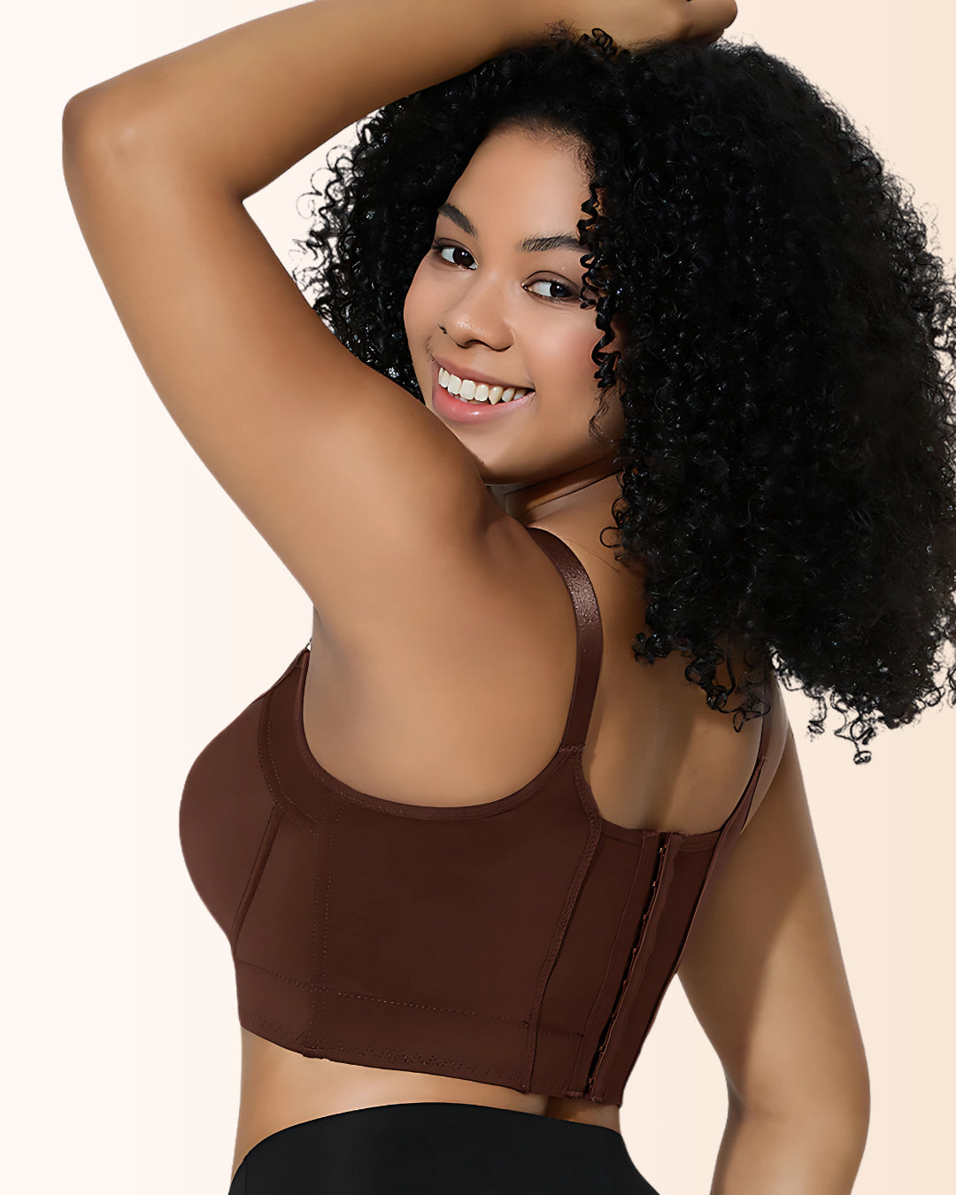 Longline Underwire Back Smoothing Push-Up Bra Brown
