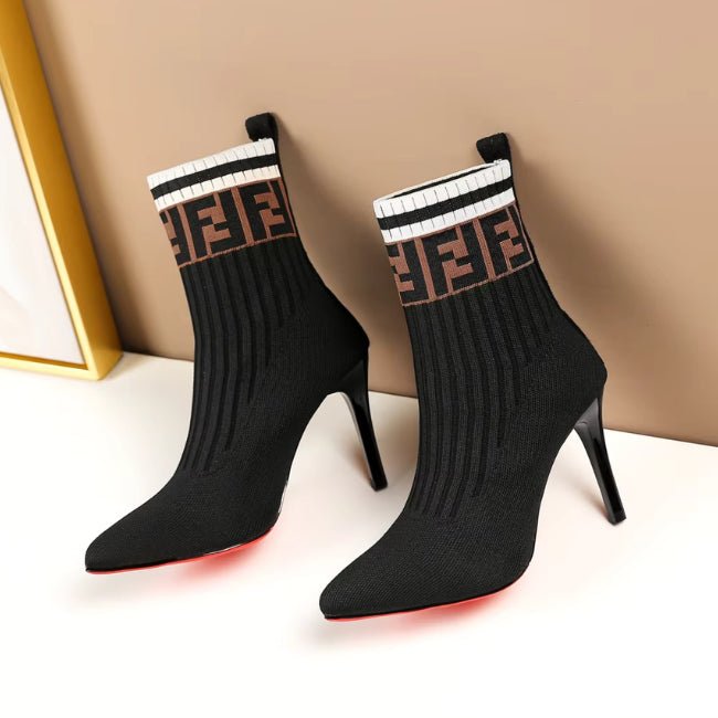 Women Cotton Flatform with plateau Stiletto Booties