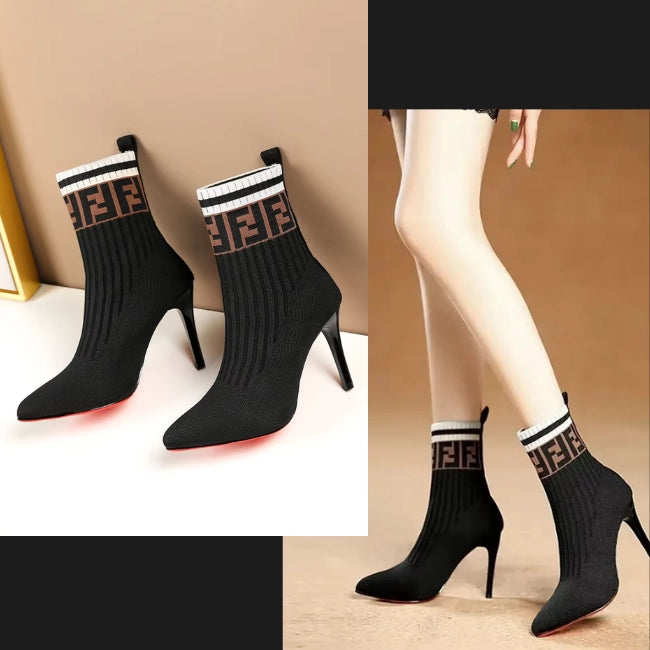 Women Cotton Flatform with plateau Stiletto Booties