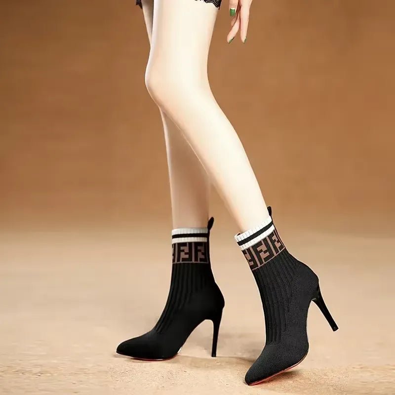 Women Cotton Flatform with plateau Stiletto Booties