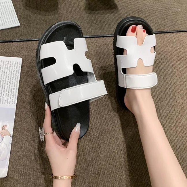 Women Leather Flatform Sandals