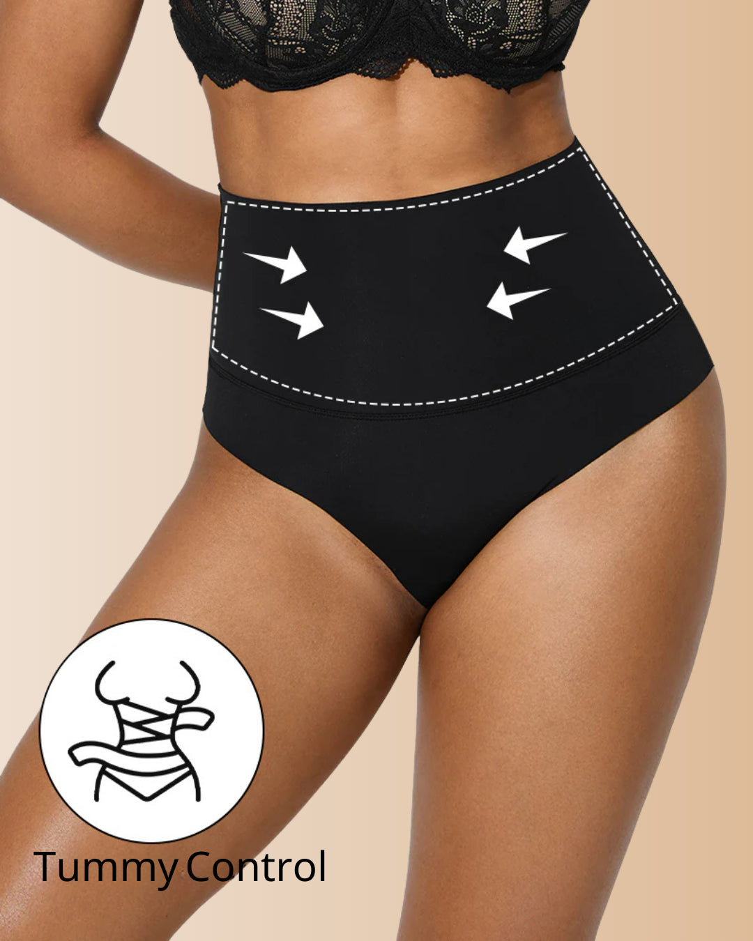 High Waisted Tummy Control Thong Panty