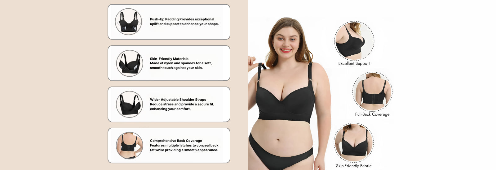 Longline Wireless Smoothing Push-Up Bra features