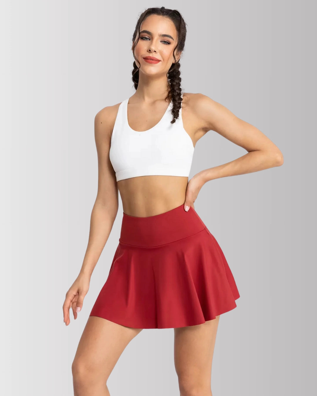 Seamless Hidden Pokets Tummy Control Butt Lifting Flared Tennis Skort