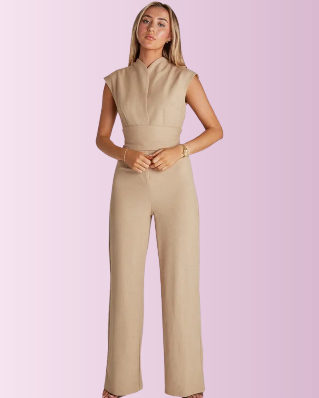 Seamless Sleeveless Convertible V-Neck Wide Leg Jumpsuit