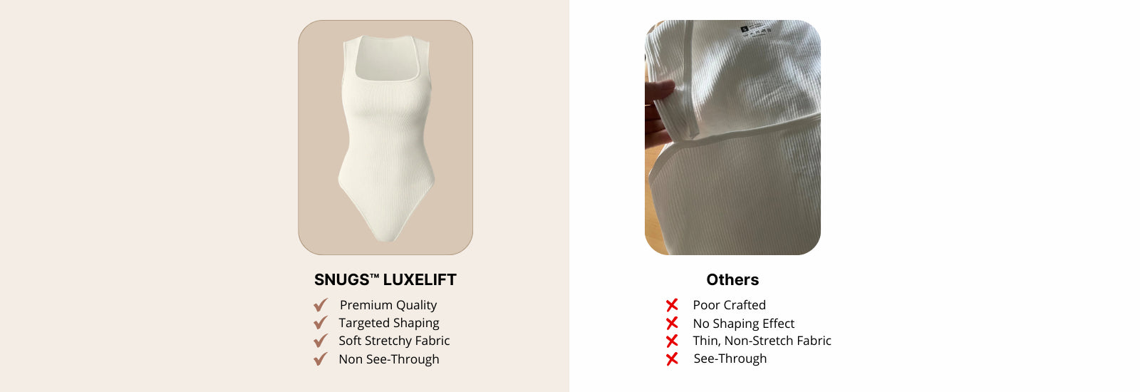 Snugs Luxelift Seamless Tank Top Ribbed Tummy Control Bodysuit vs Others