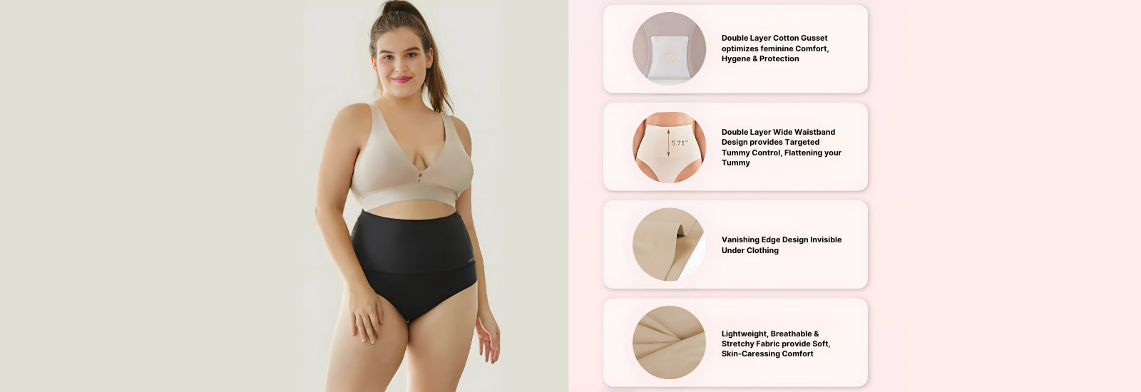 High Waisted Tummy Control Panty product features