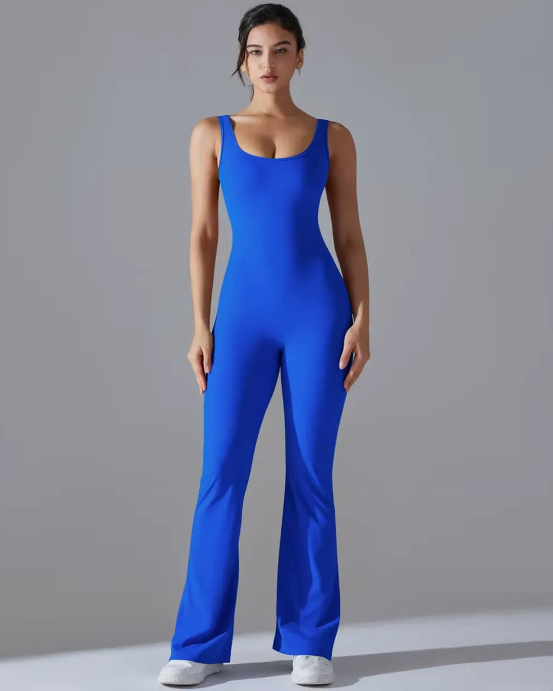 Seamless Sleeveless O-Neck & V-Back Tummy Control Butt Lifting Flared Yoga Jumpsuit