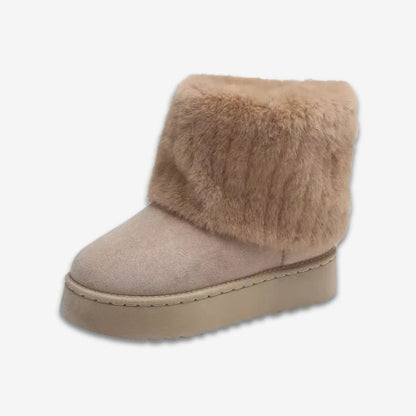 Women Plush Flatform with Plateau Fluffy Mid-Calf Booties