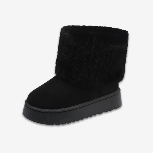 Women Plush Flatform with Plateau Fluffy Mid-Calf Booties