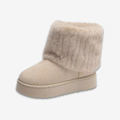 Women Plush Flatform with Plateau Fluffy Mid-Calf Booties