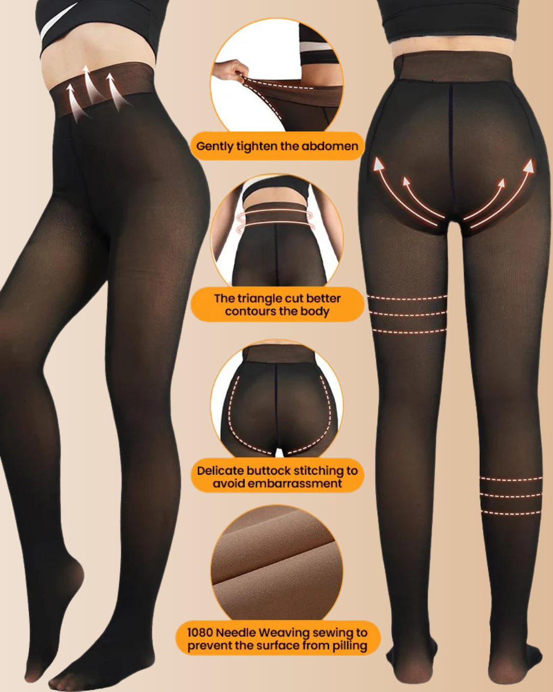 The New Magic Fleece-Lined Sheer Tights  Single Seam